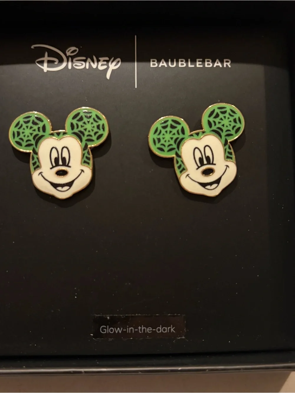 Disney BaubleBar Mickey Glow-In-The-Dark Web Ears Stud Earrings